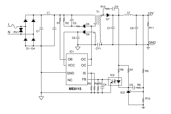 微盟ME8115D8G典型应用电路图
