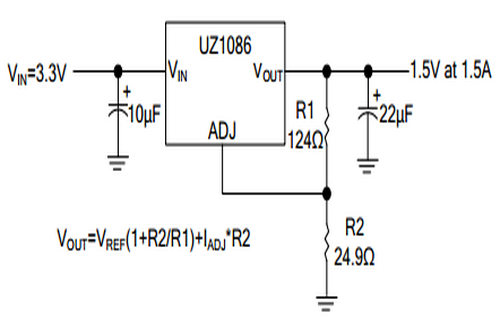 UTC友顺UZ1086典型应用电路图