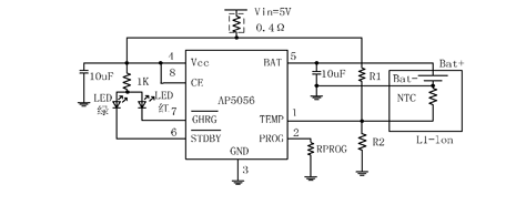 芯朋微AP5056典型应用电路图