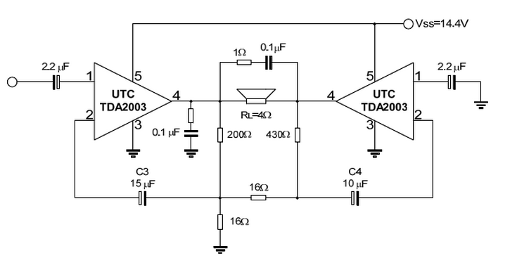 友顺TDA2003典型应用电路