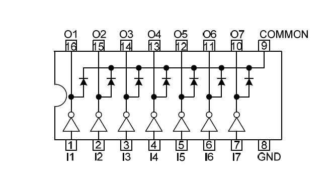 台湾友顺ULN2003引脚图/引脚功能