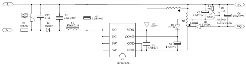 芯朋微AP8012C电源原理图