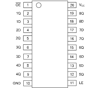 中芯谷U74HC373引脚图/引脚功能