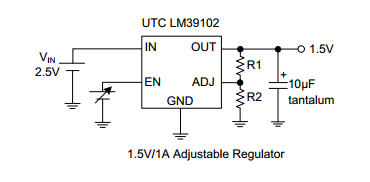 UTC台湾友顺LM39102典型应用电路图