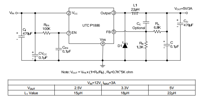 UTC台湾友顺P1886典型应用电路图