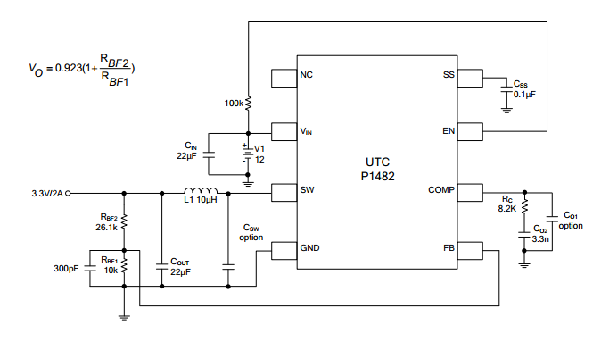 UTC台湾友顺P1482典型应用电路图