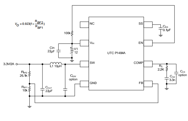 UTC台湾友顺P1484A典型应用电路图