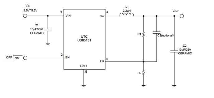 UTC台湾友顺UD05151典型应用电路图