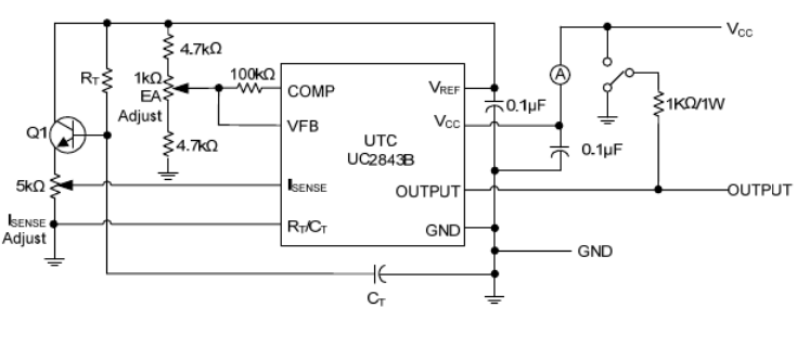 UTC台湾友顺UC2843B典型应用电路图
