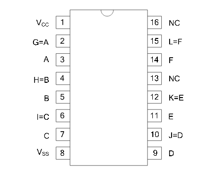 UTC台湾友顺UCD4050B引脚图/引脚功能