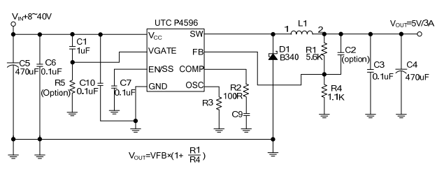 UTC台湾友顺P4596典型应用电路图