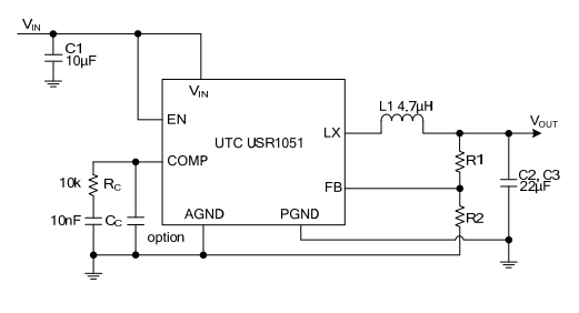 UTC台湾友顺USR1051典型应用电路图