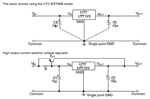 UTC台湾友顺UT71XX典型应用电路图