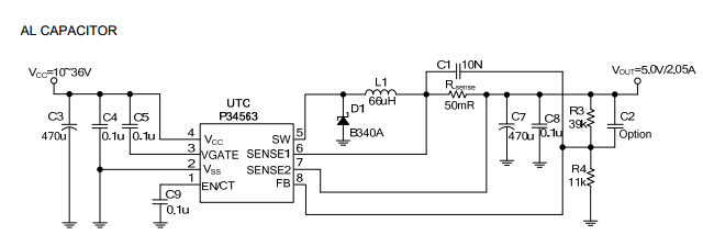 UTC台湾友顺P34563典型应用电路图