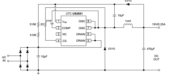 UTC台湾友顺US2651典型应用电路图