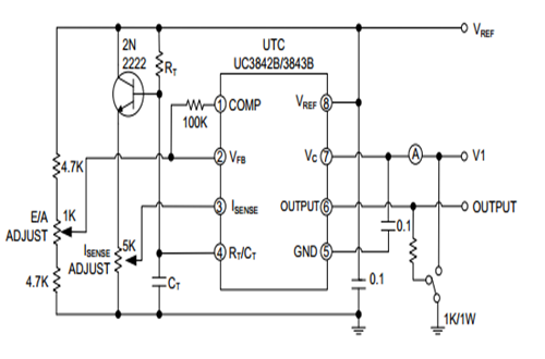 UTC台湾友顺UC3842B典型应用电路图