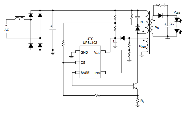 UTC台湾友顺UPSL102典型应用电路图