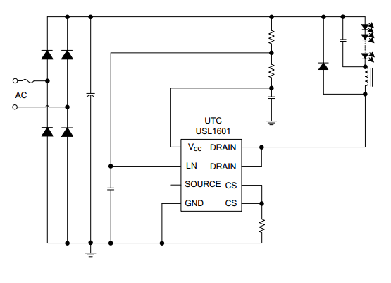 UTC台湾友顺USL1601典型应用电路图