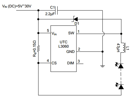 UTC台湾友顺L3060典型应用电路图