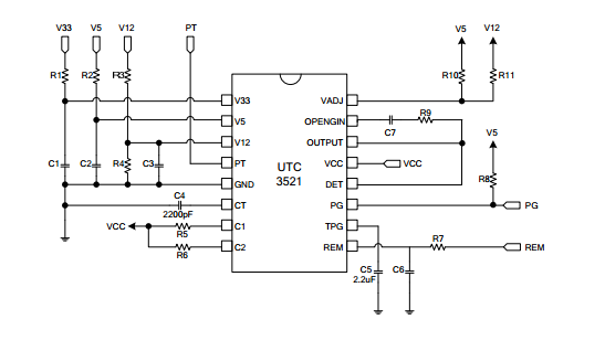 UTC台湾友顺3521典型应用电路图