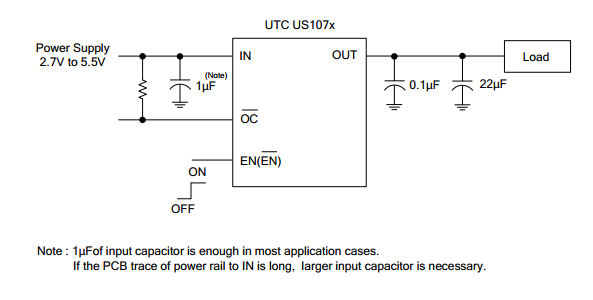 UTC台湾友顺US107x典型应用电路图