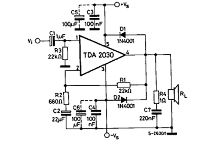 意法半导体TDA2030应用电路图