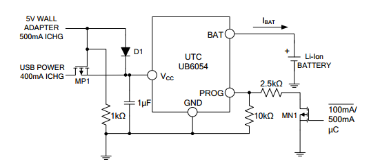 UTC台湾友顺UB6054典型应用电路图