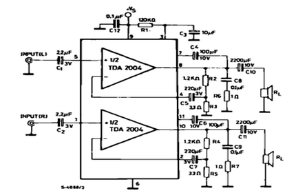 意法半导体TDA2004应用电路图