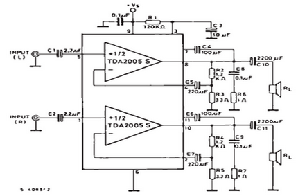 意法半导体TDA2005应用电路图