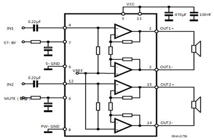意法半导体TDA7297应用电路图