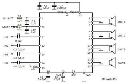 意法半导体TDA7388应用电路图