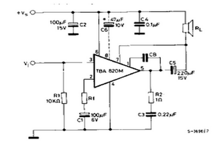意法半导体TBA820M应用电路图