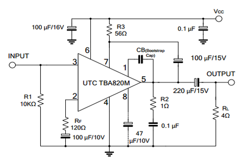 UTC TBA820M典型应用电路图