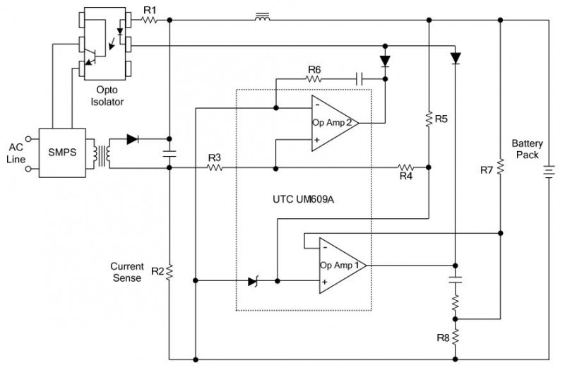 UTC台湾友顺UM609A典型应用电路图