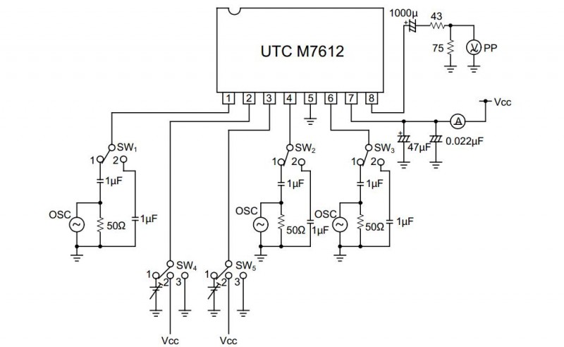 UTC台湾友顺 M7612典型应用电路图