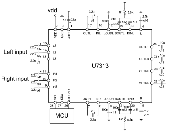 UTC台湾友顺U7313典型应用电路图