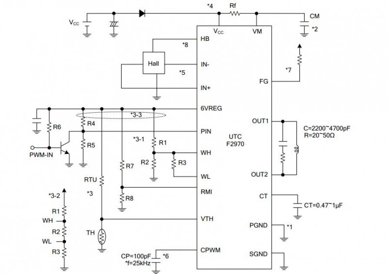 UTC台湾友顺 F2970典型应用电路图