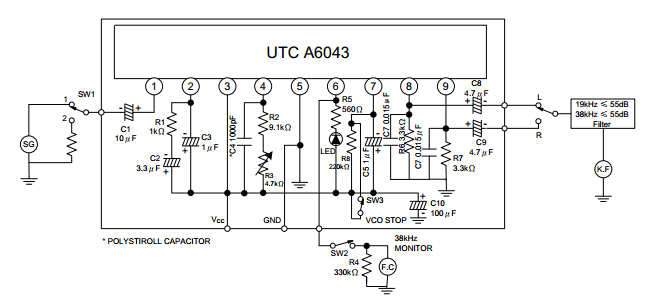 UTC台湾友顺A6043典型应用电路图