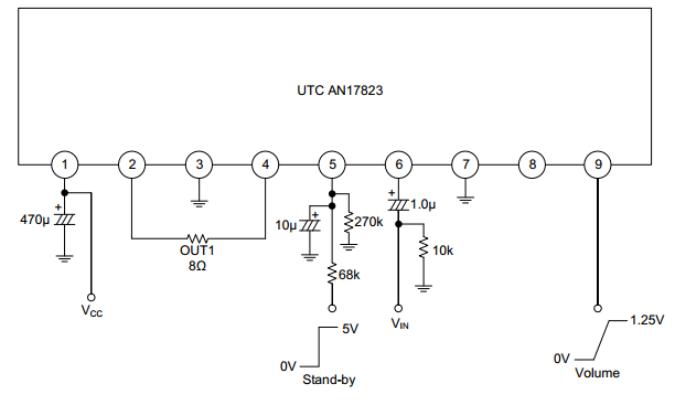 UTC台湾友顺AN17823典型应用电路图
