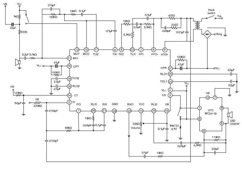 UTC 台湾友顺 MC34118典型应用电路图