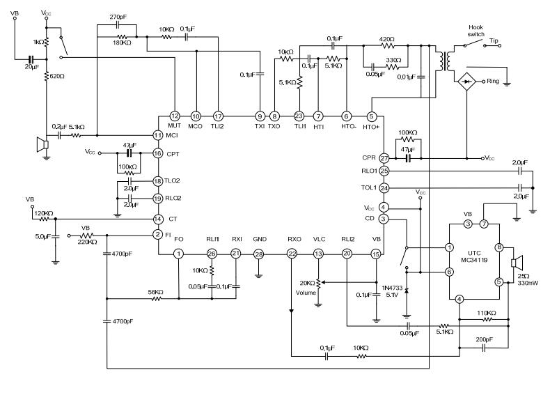 UTC 台湾友顺 U4082B典型应用电路图