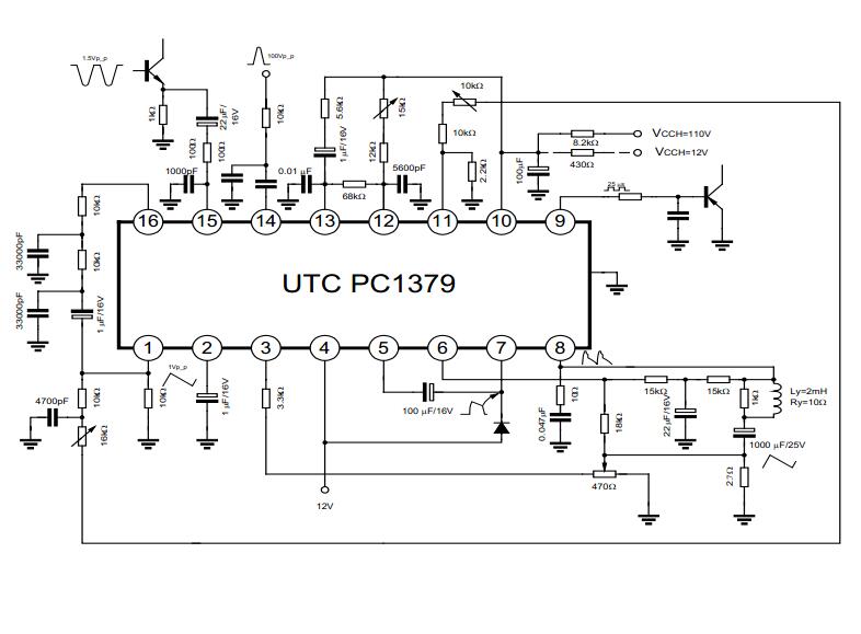 UTC台湾友顺 PC1379典型应用电路图
