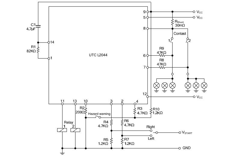 UTC台湾友顺 L2044典型应用电路图