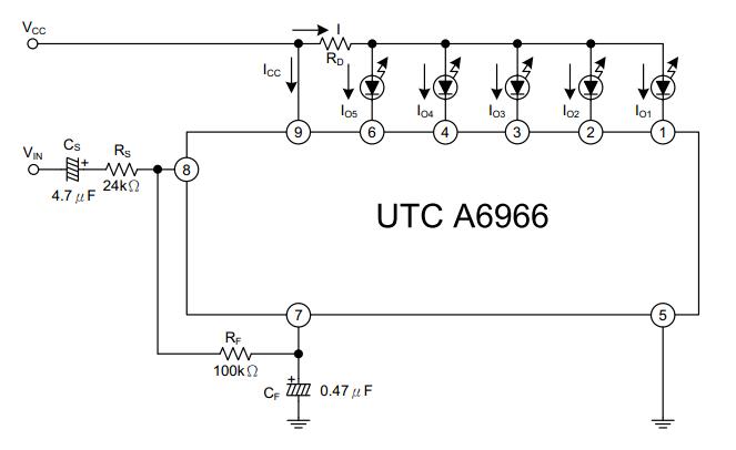 UTC台湾友顺 A6966典型应用电路图