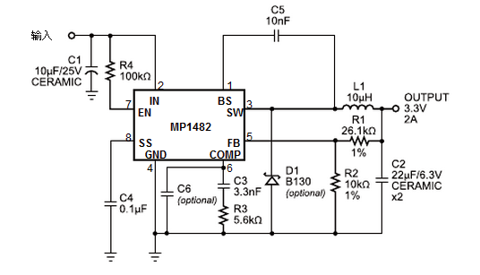美国芯源MP1482典型应用电路图
