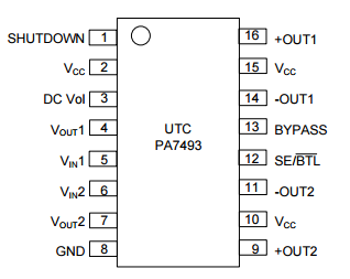 UTC台湾友顺PA7493引脚图/引脚功能