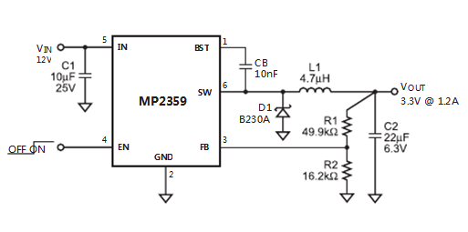 美国芯源MP2359应用电路图
